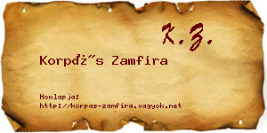Korpás Zamfira névjegykártya
